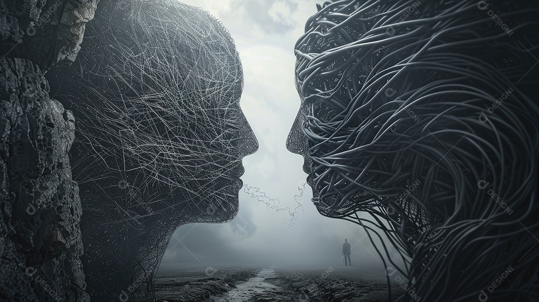 Conceito de ilustração abstrata representando bem-estar mental atenção plena depressão e ansiedade