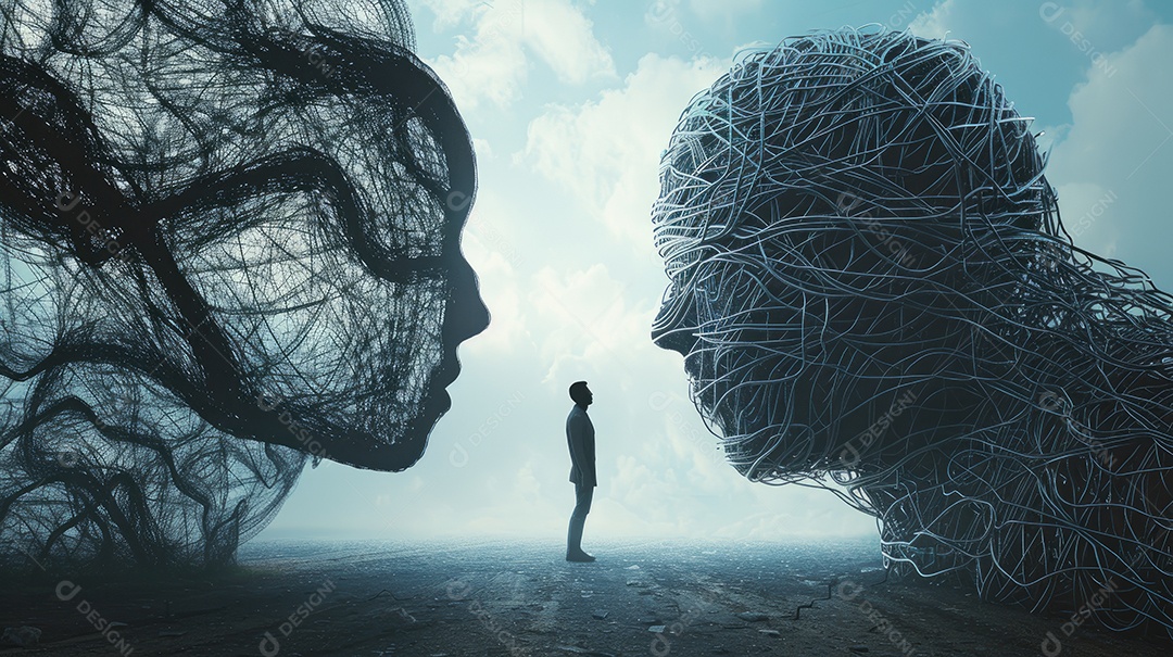 Conceito de ilustração abstrata representando bem-estar mental atenção plena depressão e ansiedade