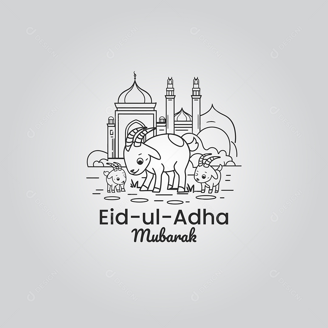 Desenho Ilustrativo do Festival Mulçumano Eid ul adha PNG + AI Editável