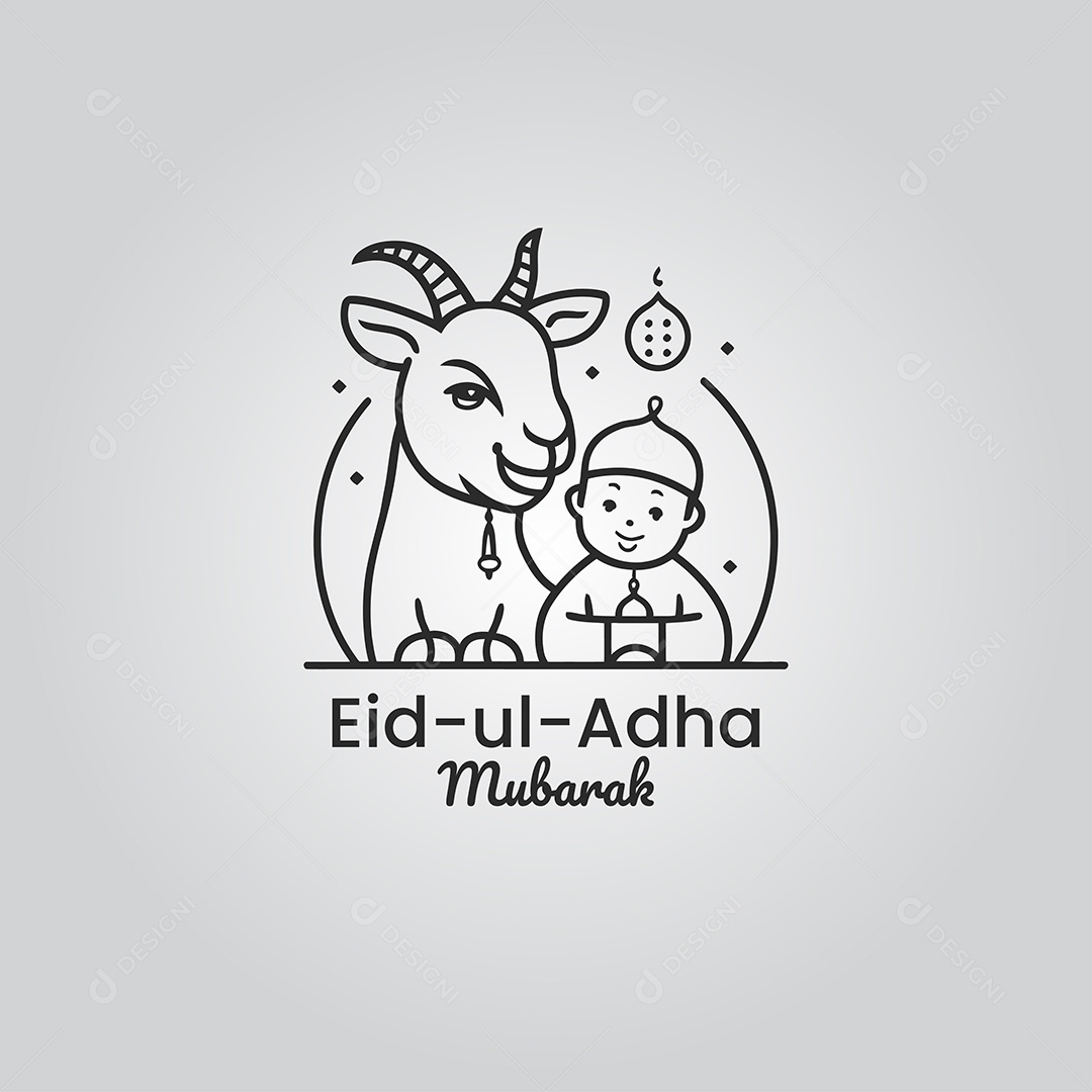 Desenho Ilustrativo do Festival Mulçumano Eid ul adha PNG + AI Editável