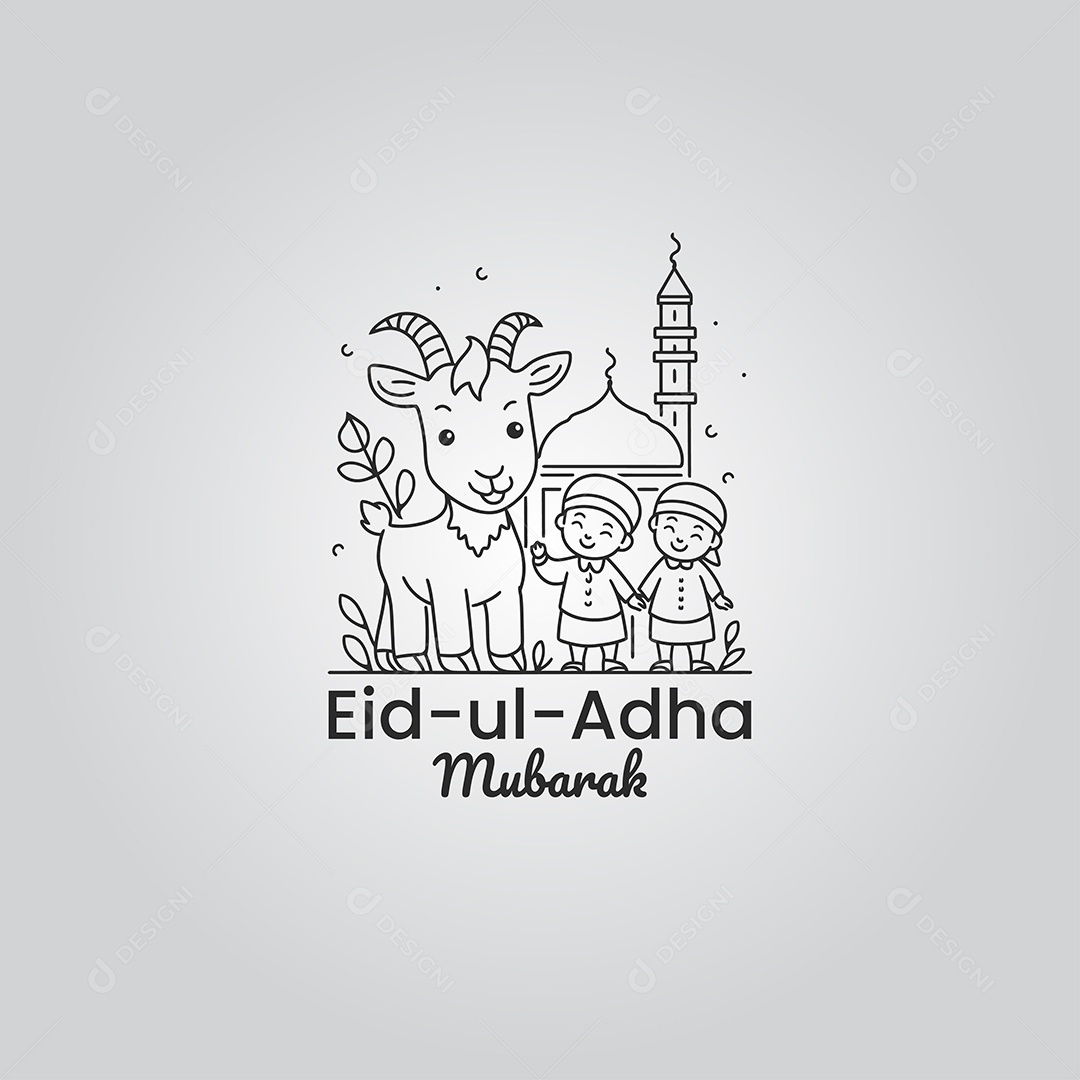 Desenho Ilustrativo do Festival Mulçumano Eid ul adha PNG + AI Editável