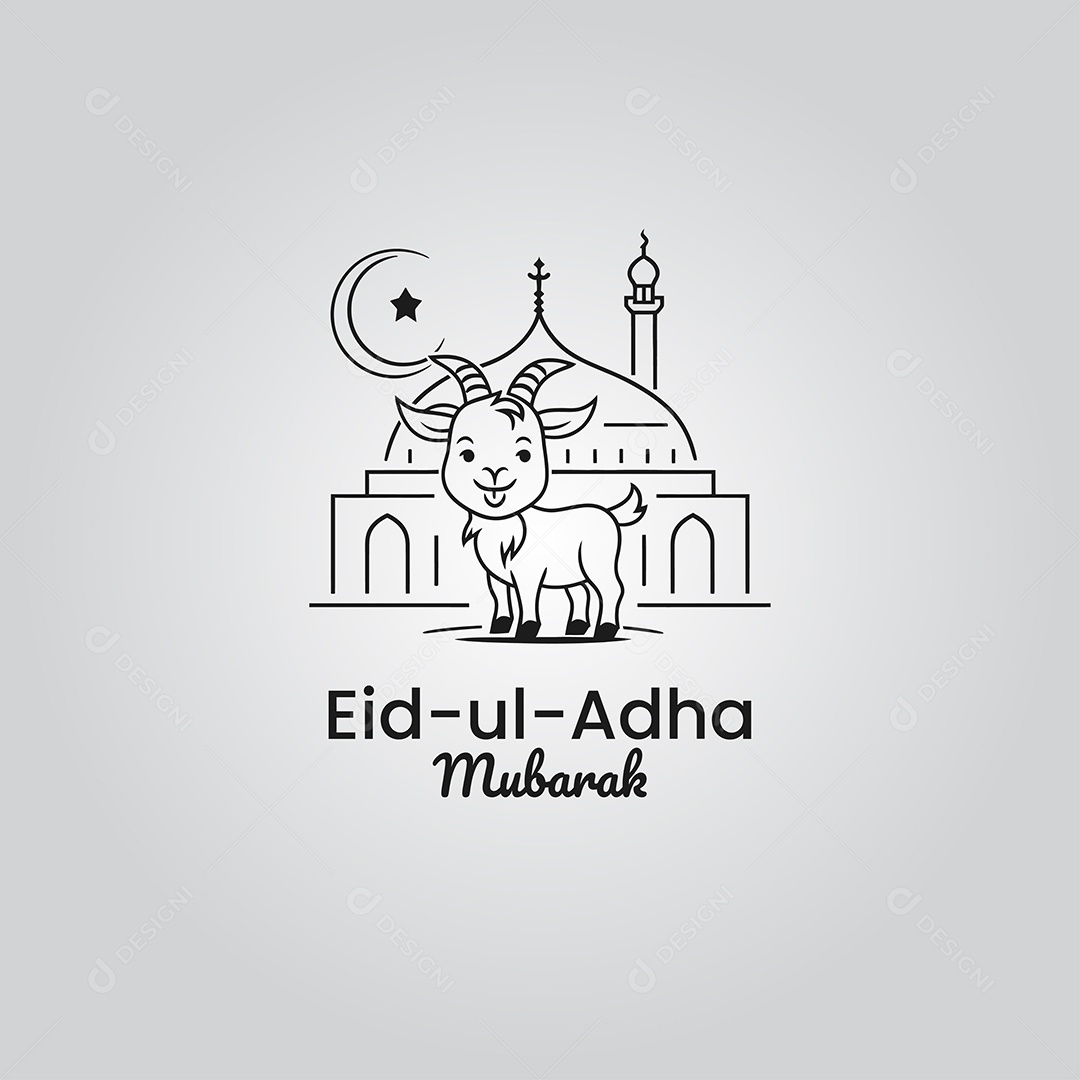 Desenho Ilustrativo do Festival Mulçumano Eid ul adha PNG + AI Editável