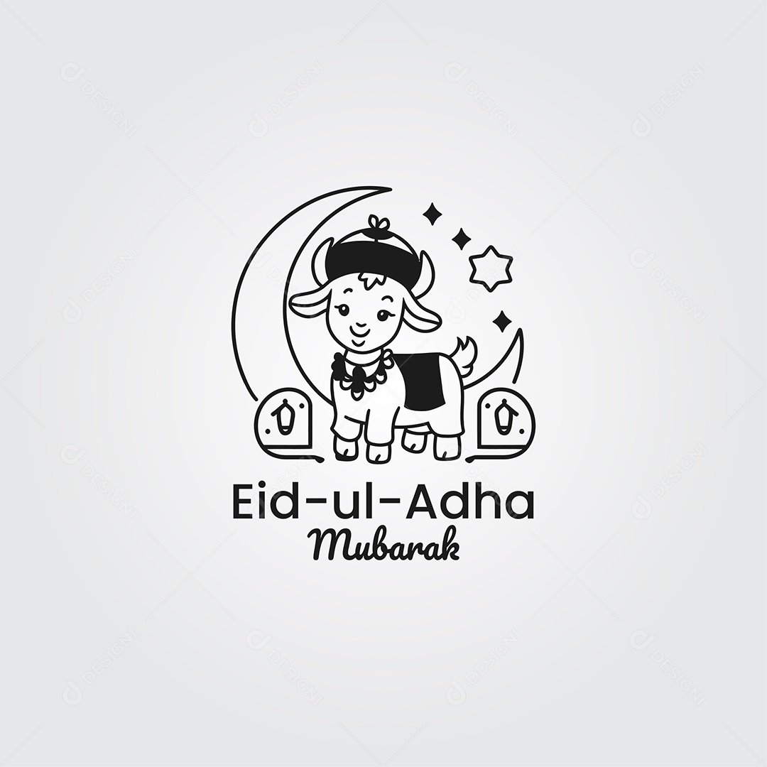 Desenho Ilustrativo do Festival Mulçumano Eid ul adha PNG + AI Editável