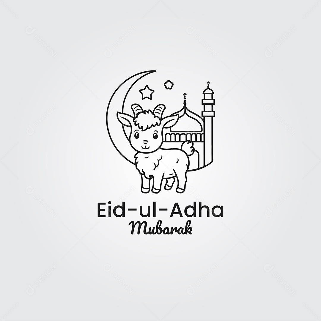 Desenho Ilustrativo do Festival Mulçumano Eid ul adha PNG + AI Editável