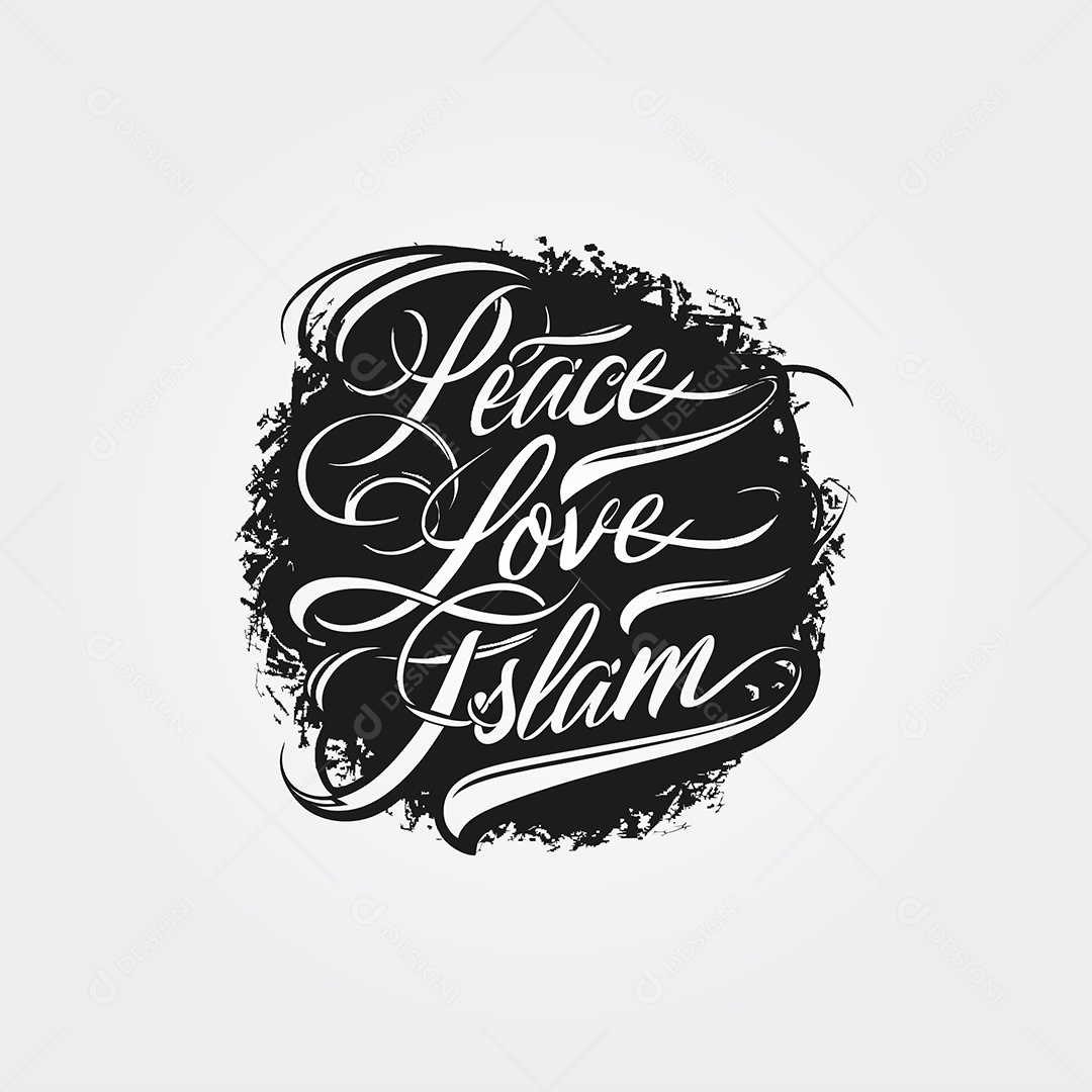 Lettering Paz e Amor Islã PNG + AI