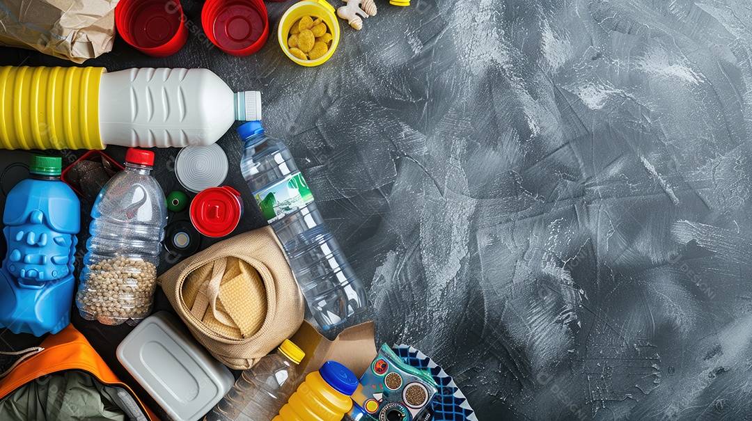 Kit de suprimentos para desastres em caso de terremoto em mesa de madeira preta