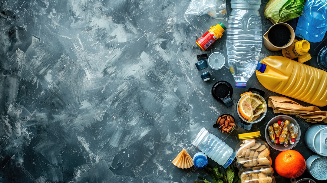 Kit de suprimentos para desastres em caso de terremoto em mesa de madeira preta