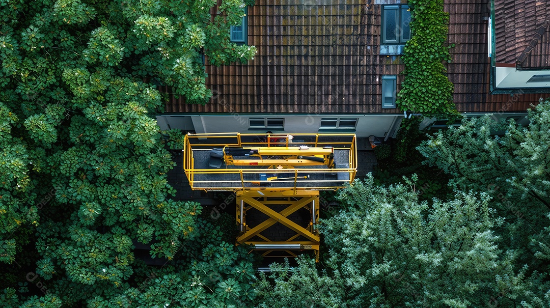 Um guindaste automotivo com lança telescópica está instalado ao ar livre sob um céu azul