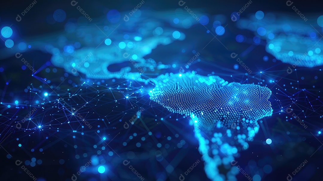 Representação digital da Terra encapsulada em uma grade de rede futurista