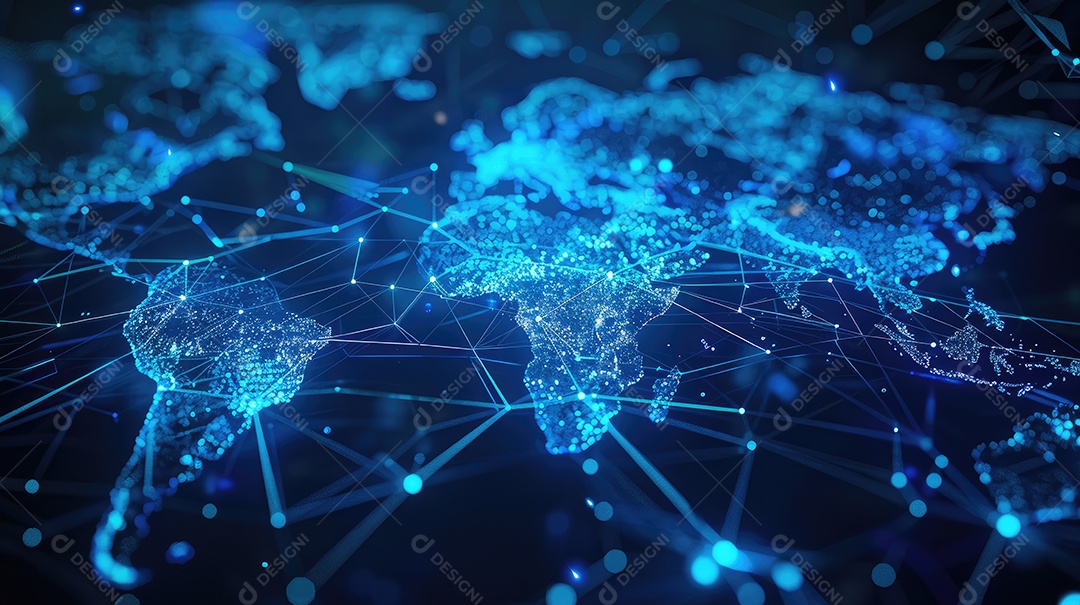 Conexões de rede digitais cobrindo a terra representando a comunicação global e a troca de dados