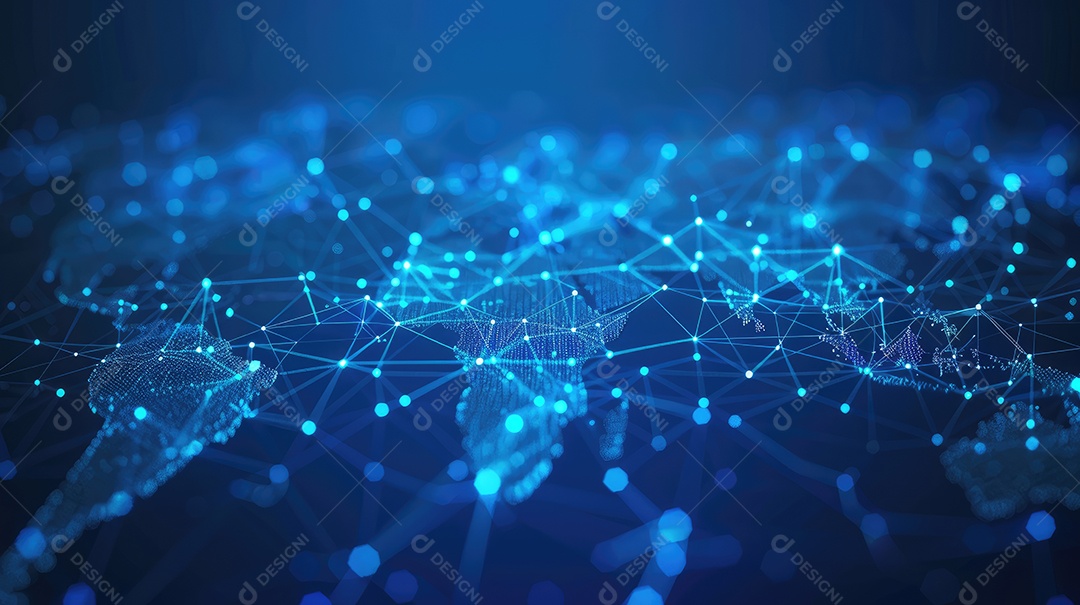 Representação digital da Terra encapsulada em uma grade de rede futurista