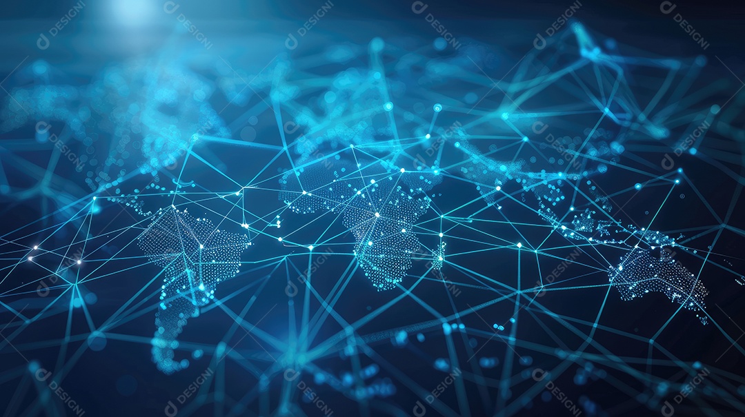 Representação digital da Terra encapsulada em uma grade de rede futurista