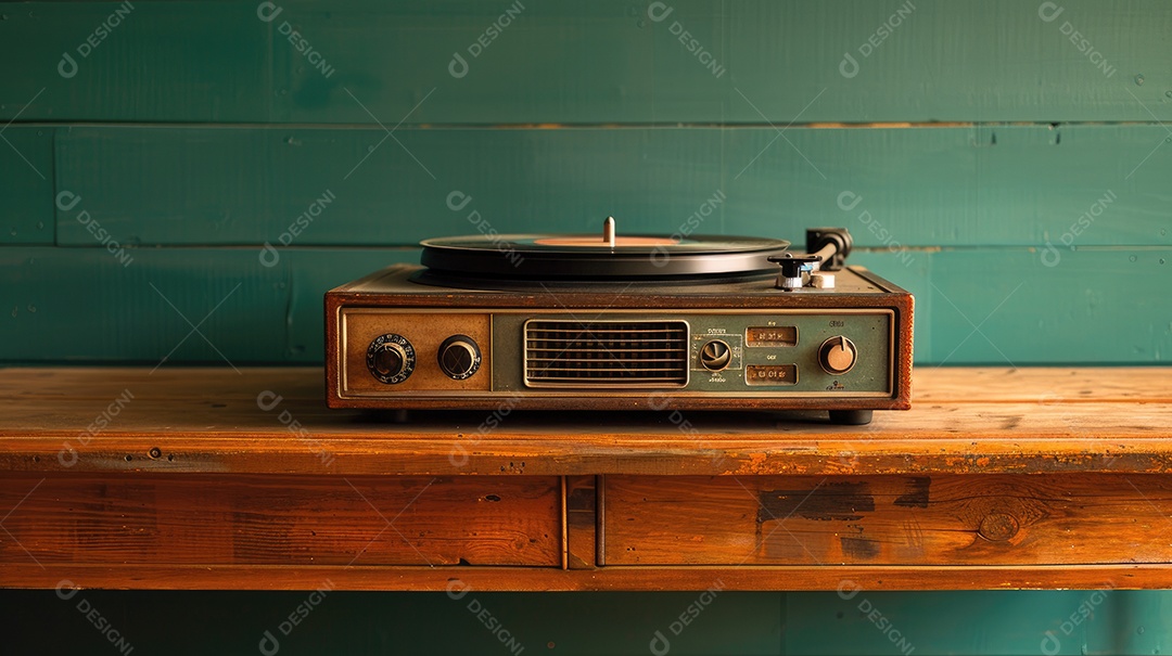 Rádio vintage retrô e elegante como um banner amplo para conversas de mídia ou conceitos de streaming de podcast com área de copyspace