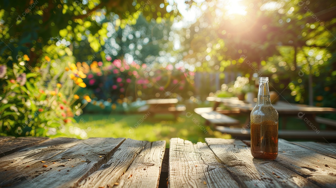 Fundo de primavera com pranchas de madeira