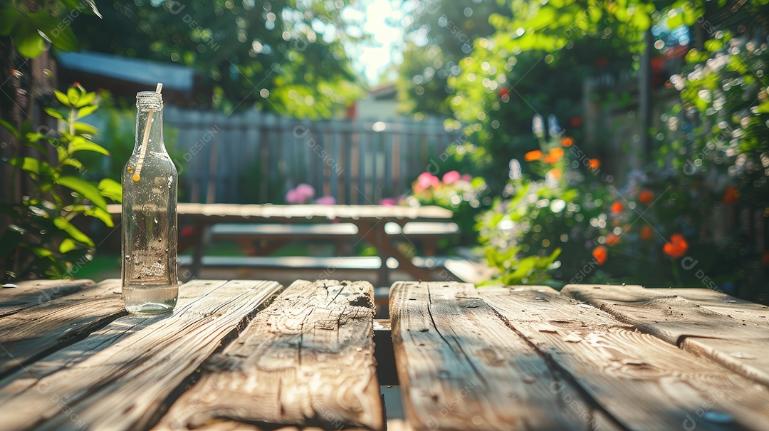 Fundo de primavera com pranchas de madeira