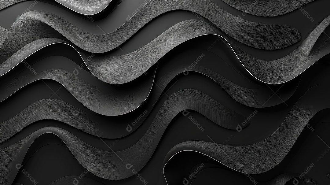 Design de fundo com formas onduladas 3D pretas abstratas