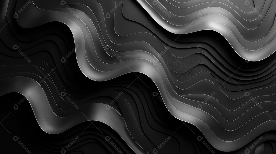 Design de fundo com formas onduladas 3D pretas abstratas