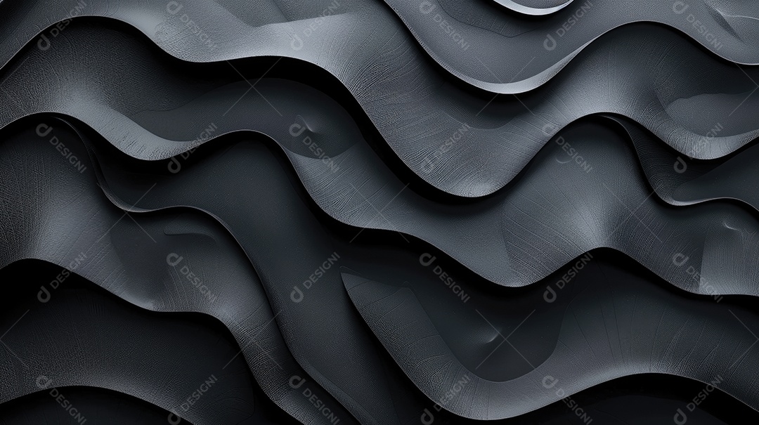 Design de fundo com formas onduladas 3D pretas abstratas