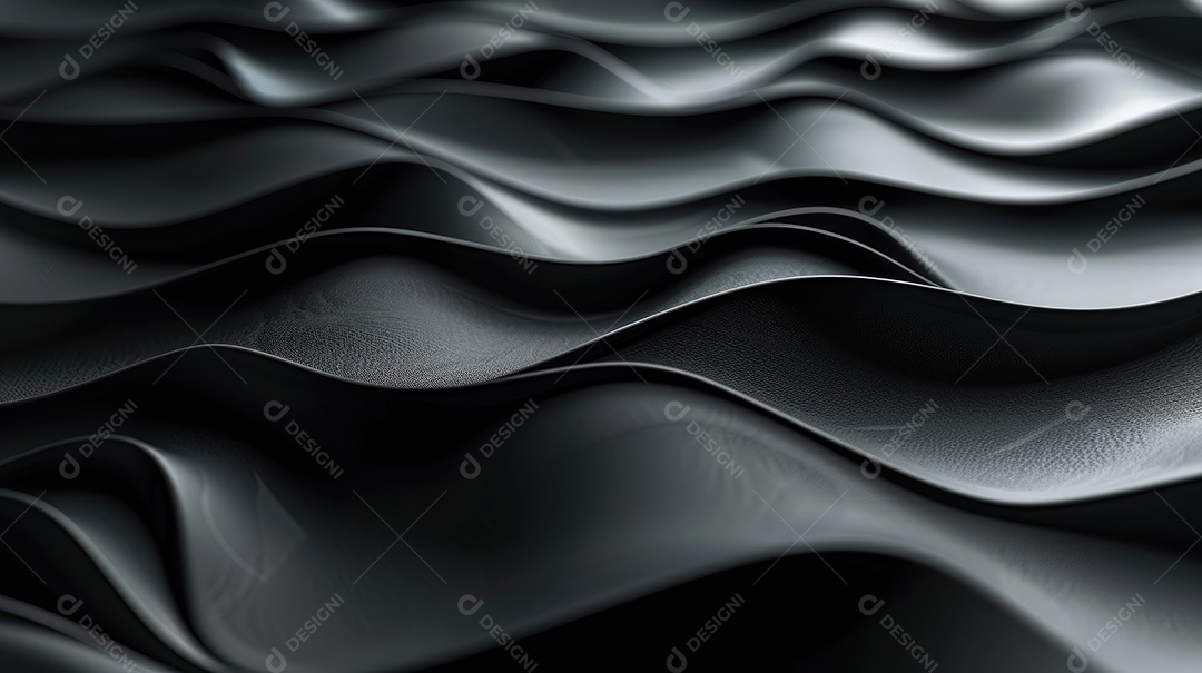 Design de fundo com formas onduladas 3D pretas abstratas
