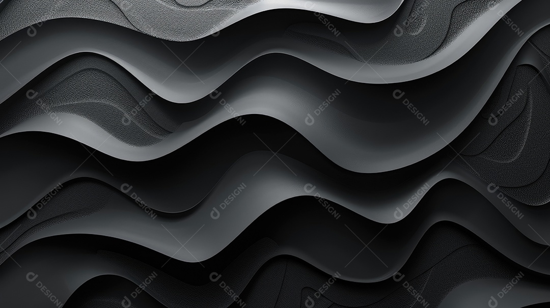 Design de fundo com formas onduladas 3D pretas abstratas