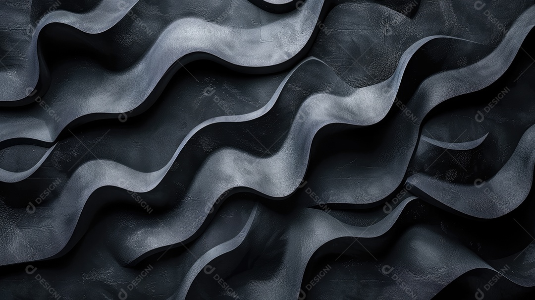 Design de fundo com formas onduladas 3D pretas abstratas