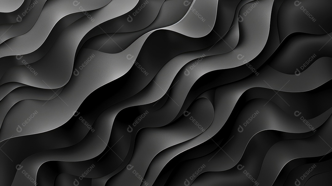 Design de fundo com formas onduladas 3D pretas abstratas