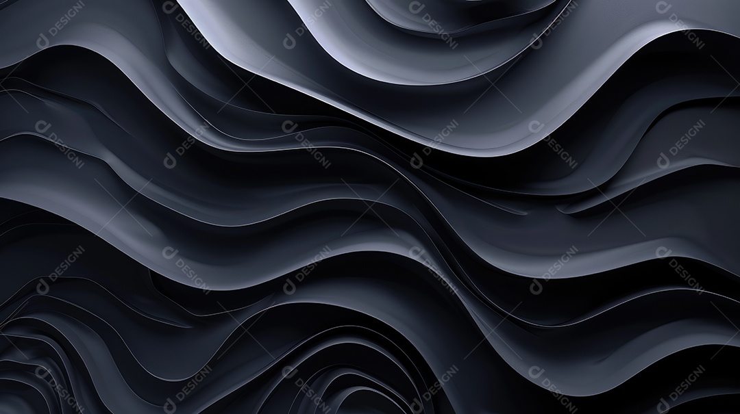 Design de fundo com formas onduladas 3D pretas abstratas