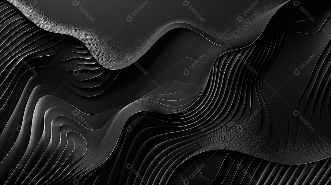 Design de fundo com formas onduladas 3D pretas abstratas