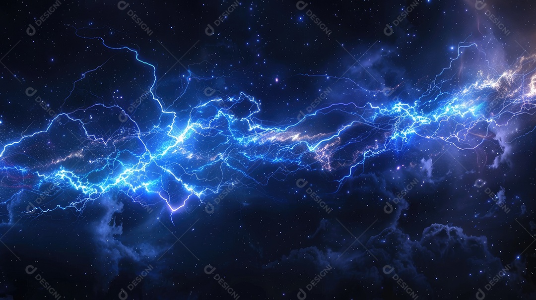 Uma renderização 3D vibrante captura a intensidade de um raio colorido