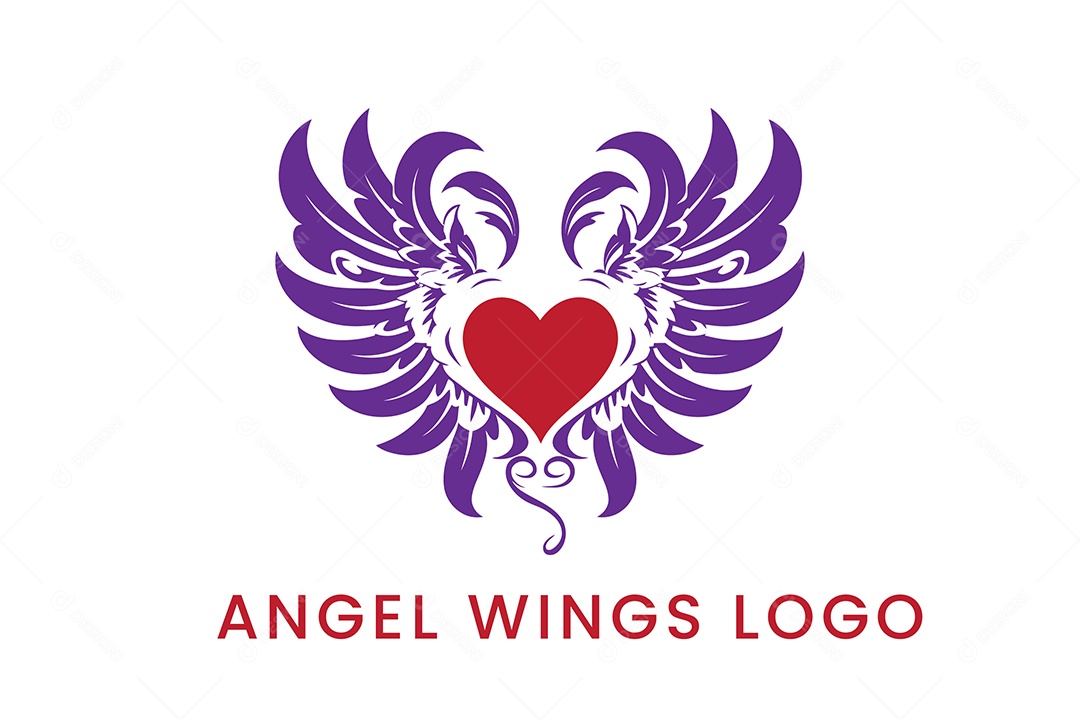 Modelo de Logo de Asas de Anjo PNG + AI Editável