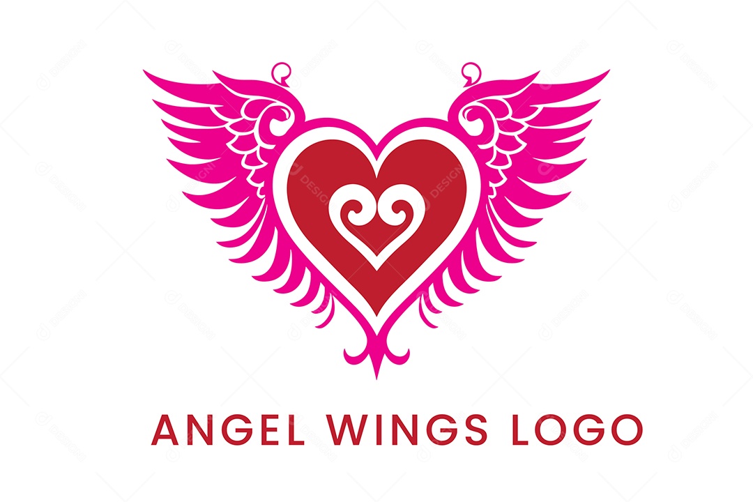 Modelo de Logo de Asas de Anjo PNG + AI Editável
