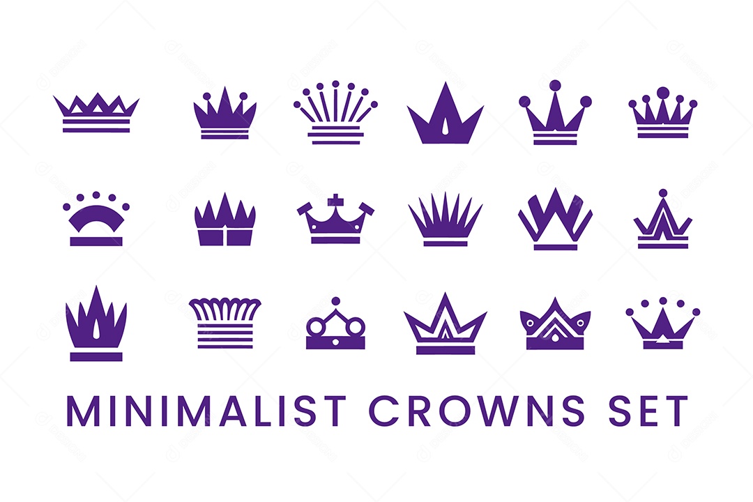 Conjunto de Coroas Minimalista PNG + AI Editável