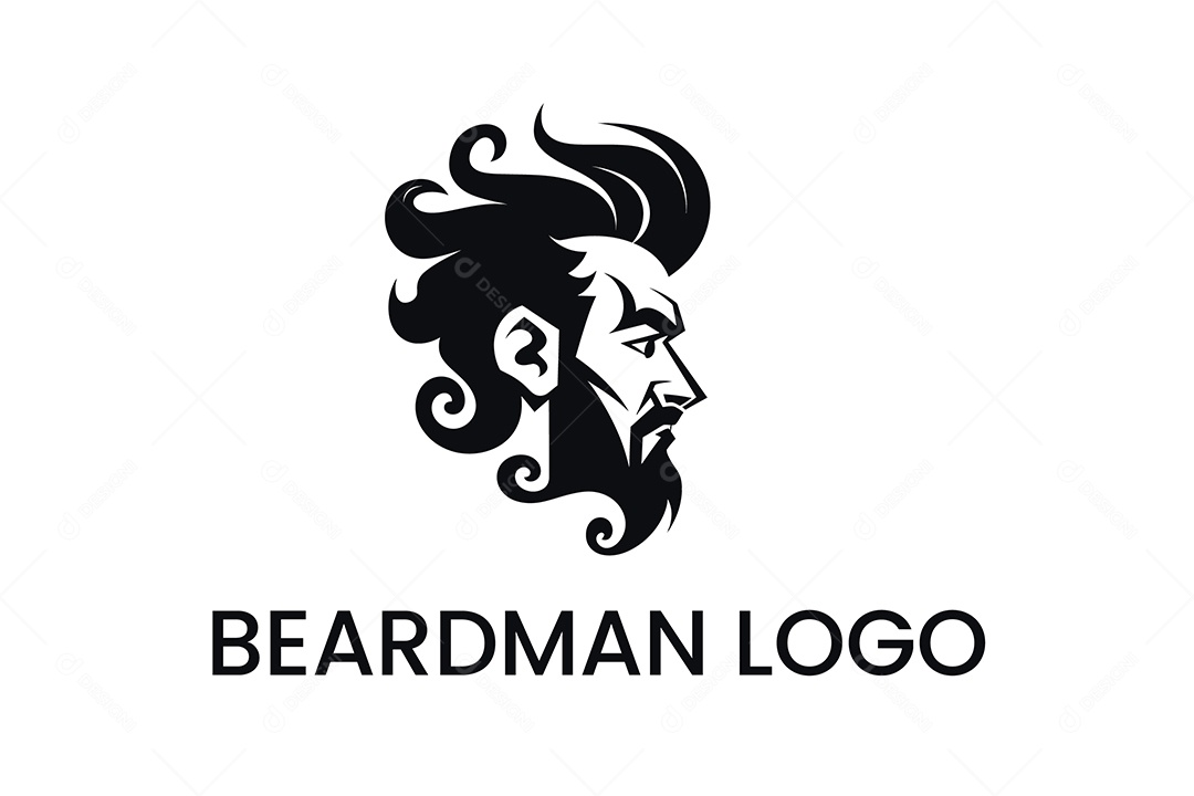 Modelo de Logo de Barbearia PNG + AI Editável