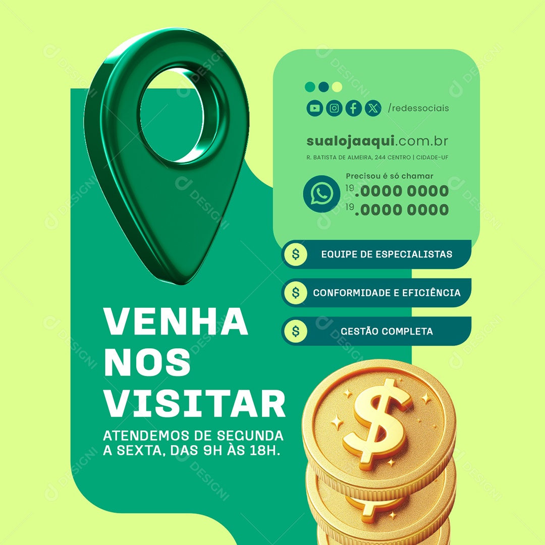 Venha nos Visitar Social Media PSD Editável