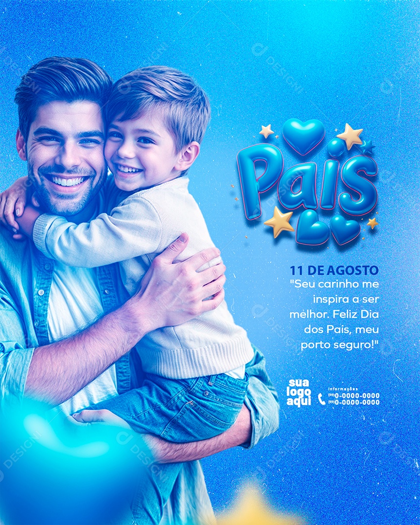 Dia Dos Pais 11 de Agosto Parabéns Social Media PSD Editável