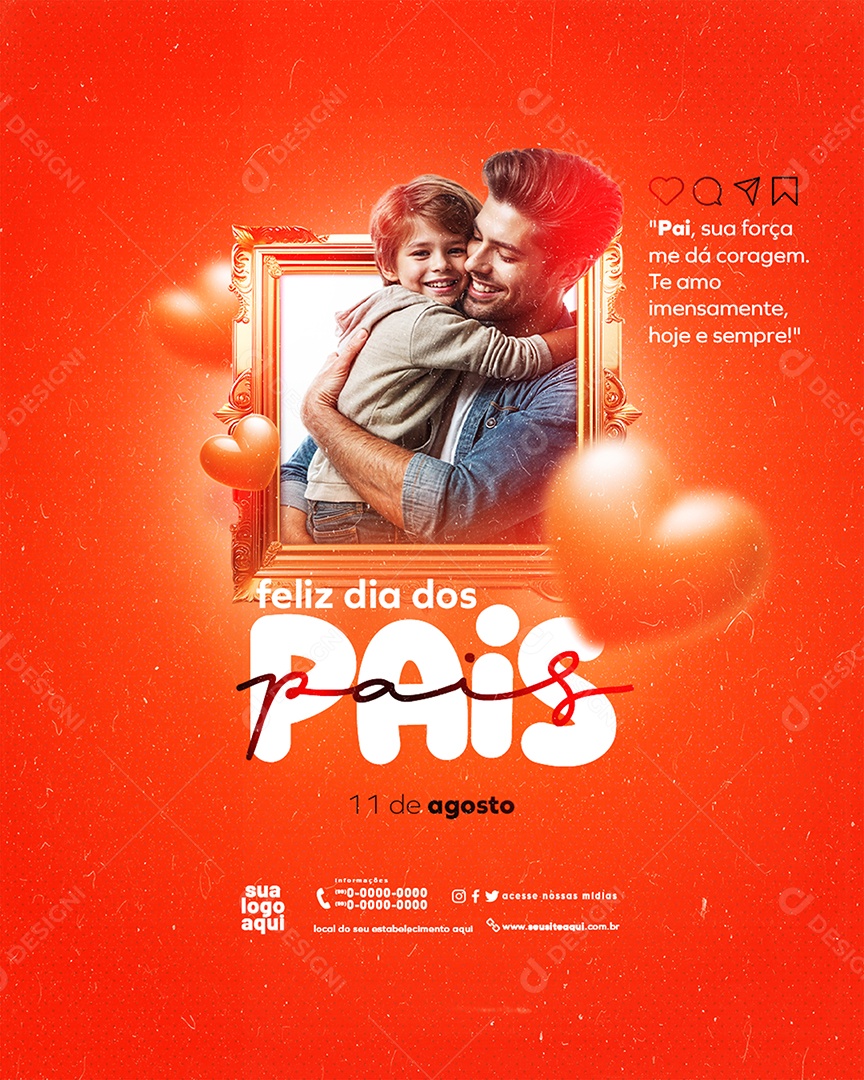 Dia Dos Pais 11 de Agosto Social Media PSD Editável