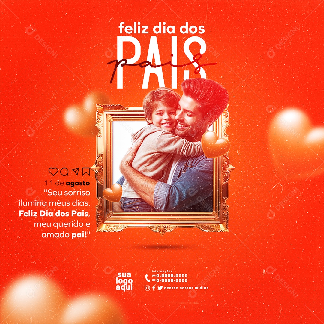 Dia Dos Pais 11 de Agosto Social Media PSD Editável