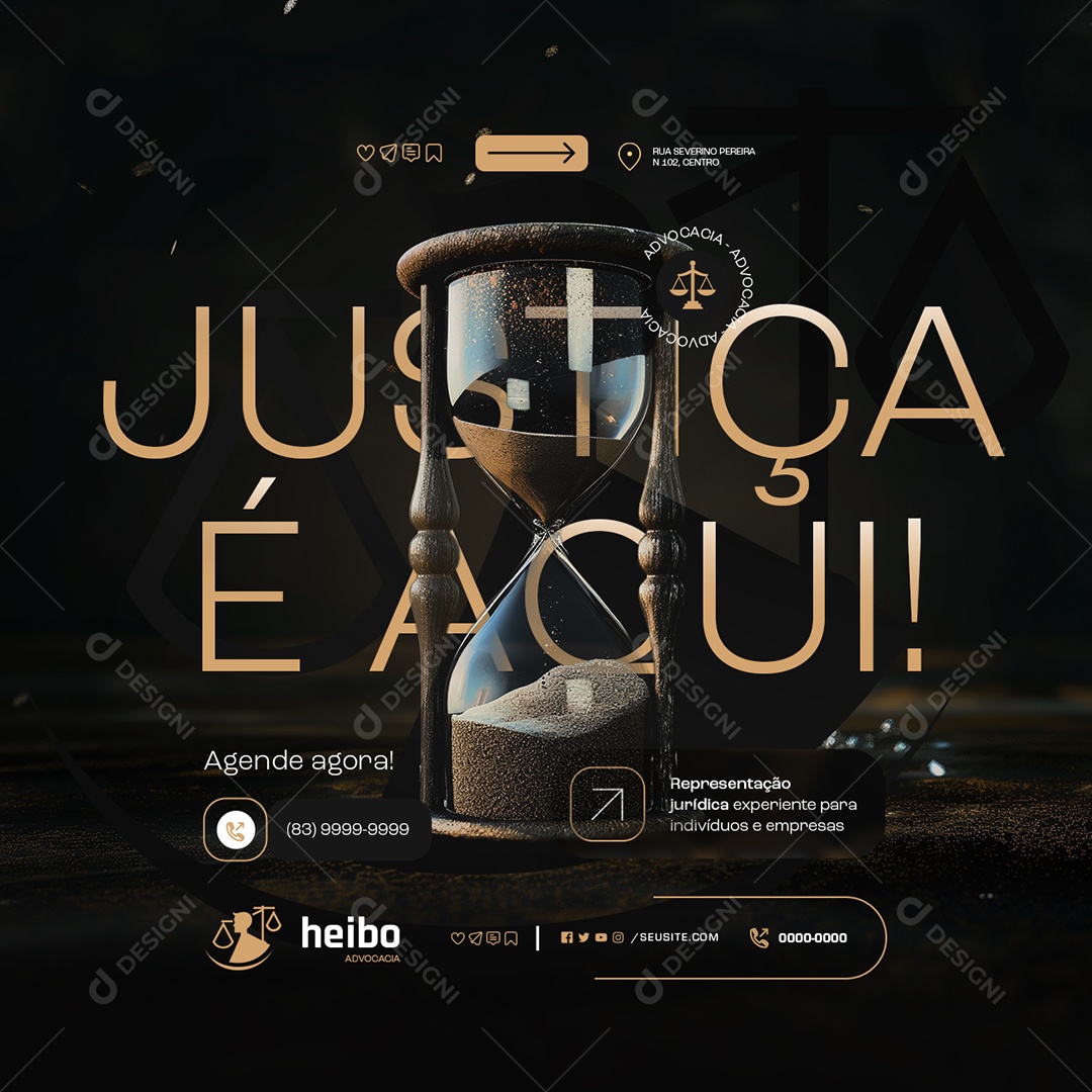 Justiça é Aqui Social Media PSD Editável