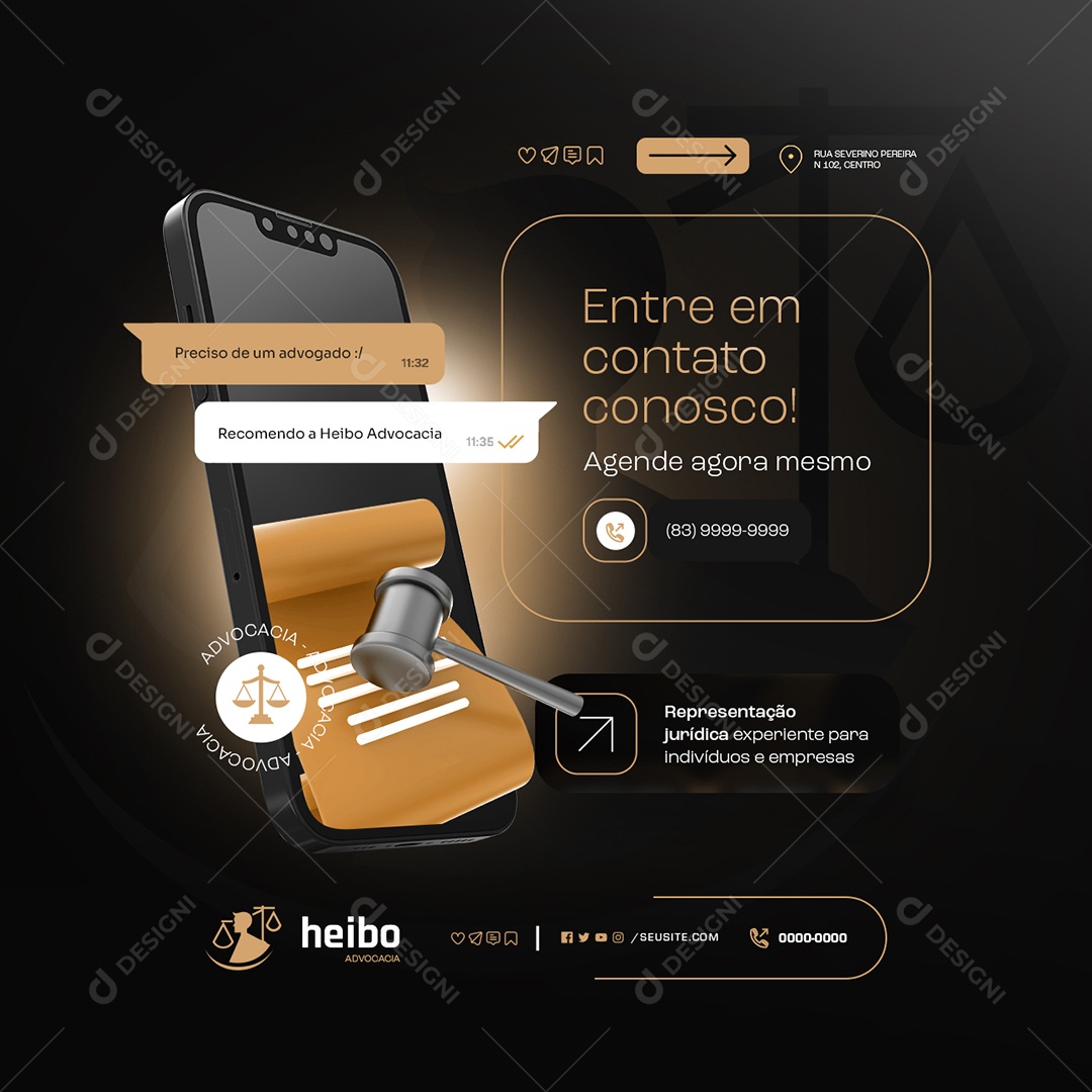 Entre em Contato Conosco Social Media PSD Editável