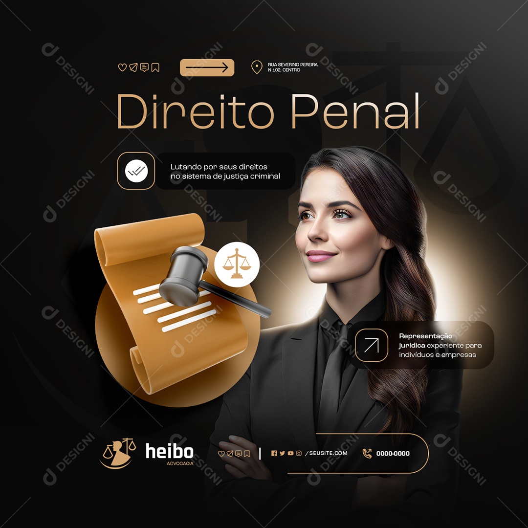 Direito Penal Lutando pelo seus Direitos Social Media PSD Editável