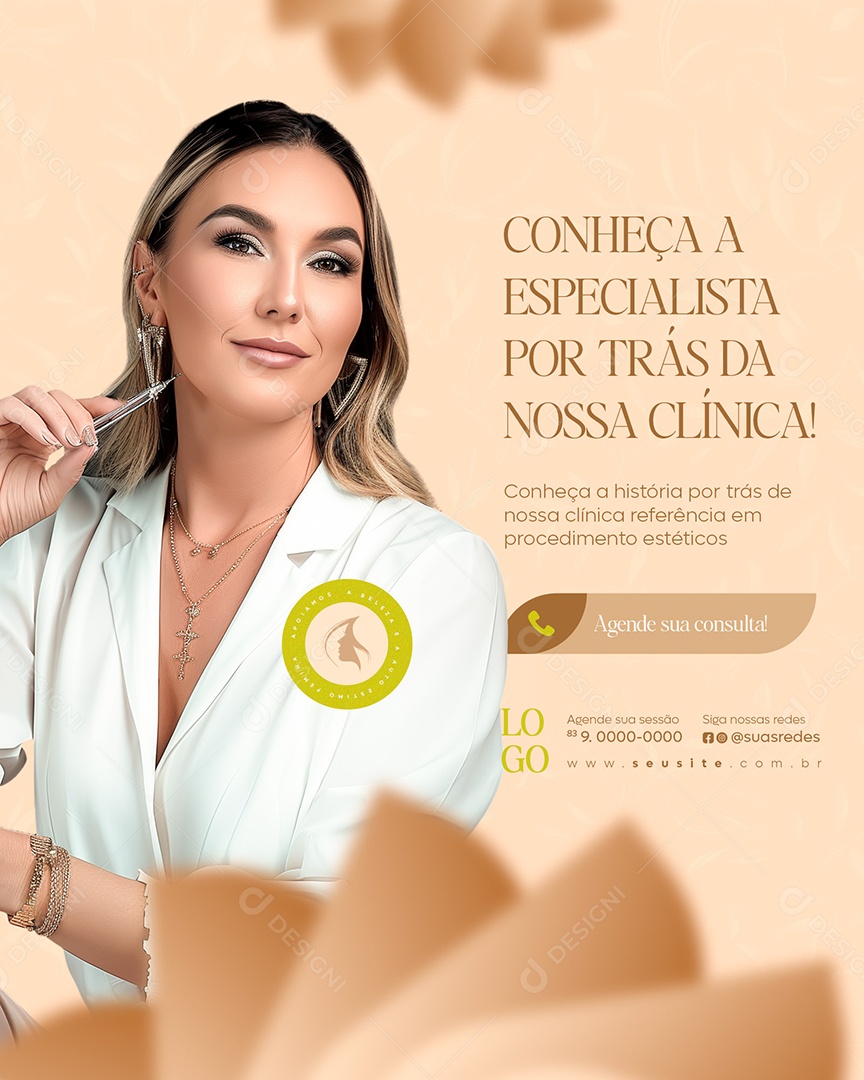 Clínica Estética Beleza Especialista Social Media Post Feed PSD Editável