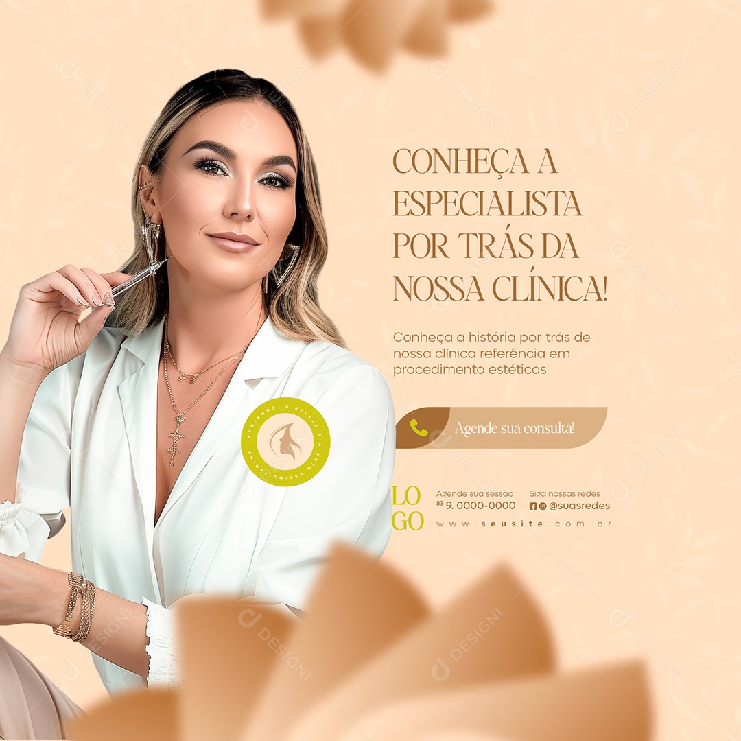 Clínica Estética Beleza Especialista Social Media Post Feed PSD Editável
