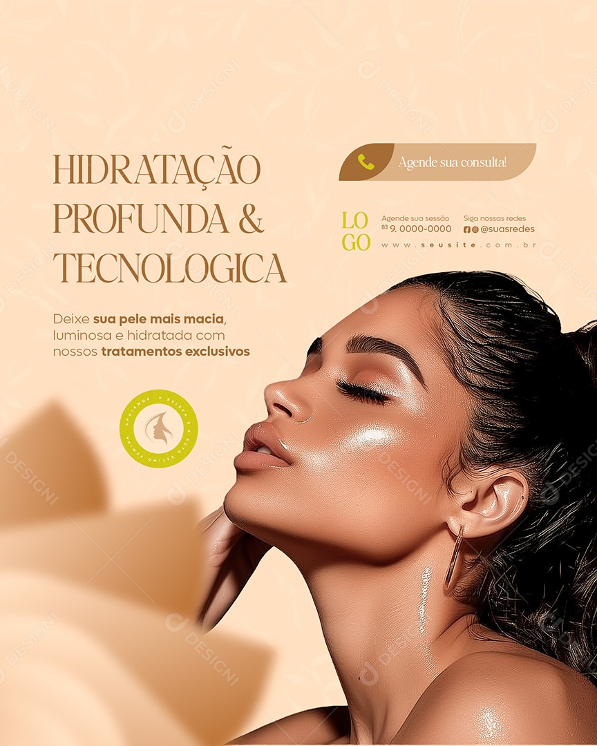 Clínica Estética Hidratação Social Media Post Feed PSD Editável