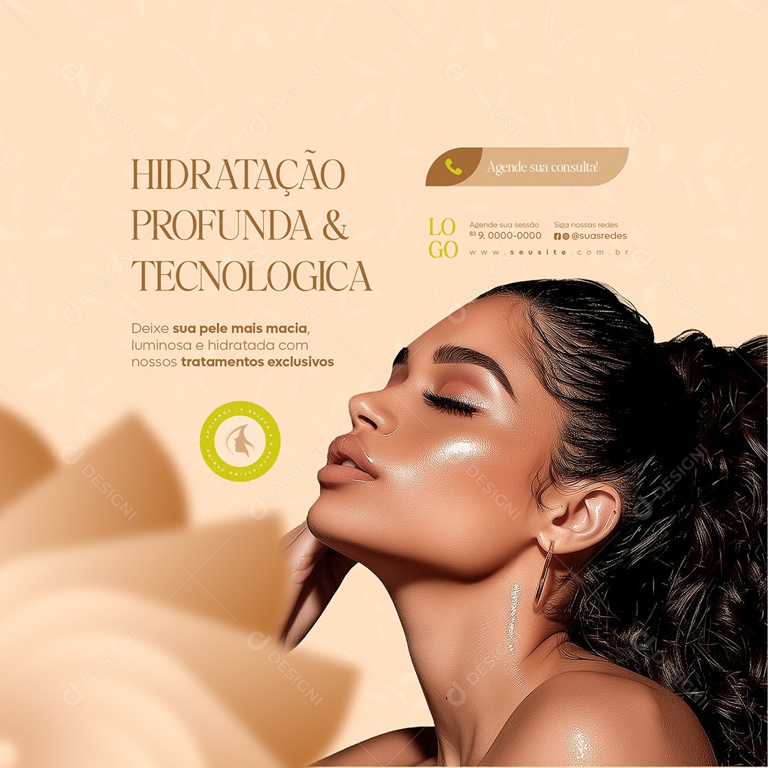Clínica Estética Hidratação Social Media Post Feed PSD Editável