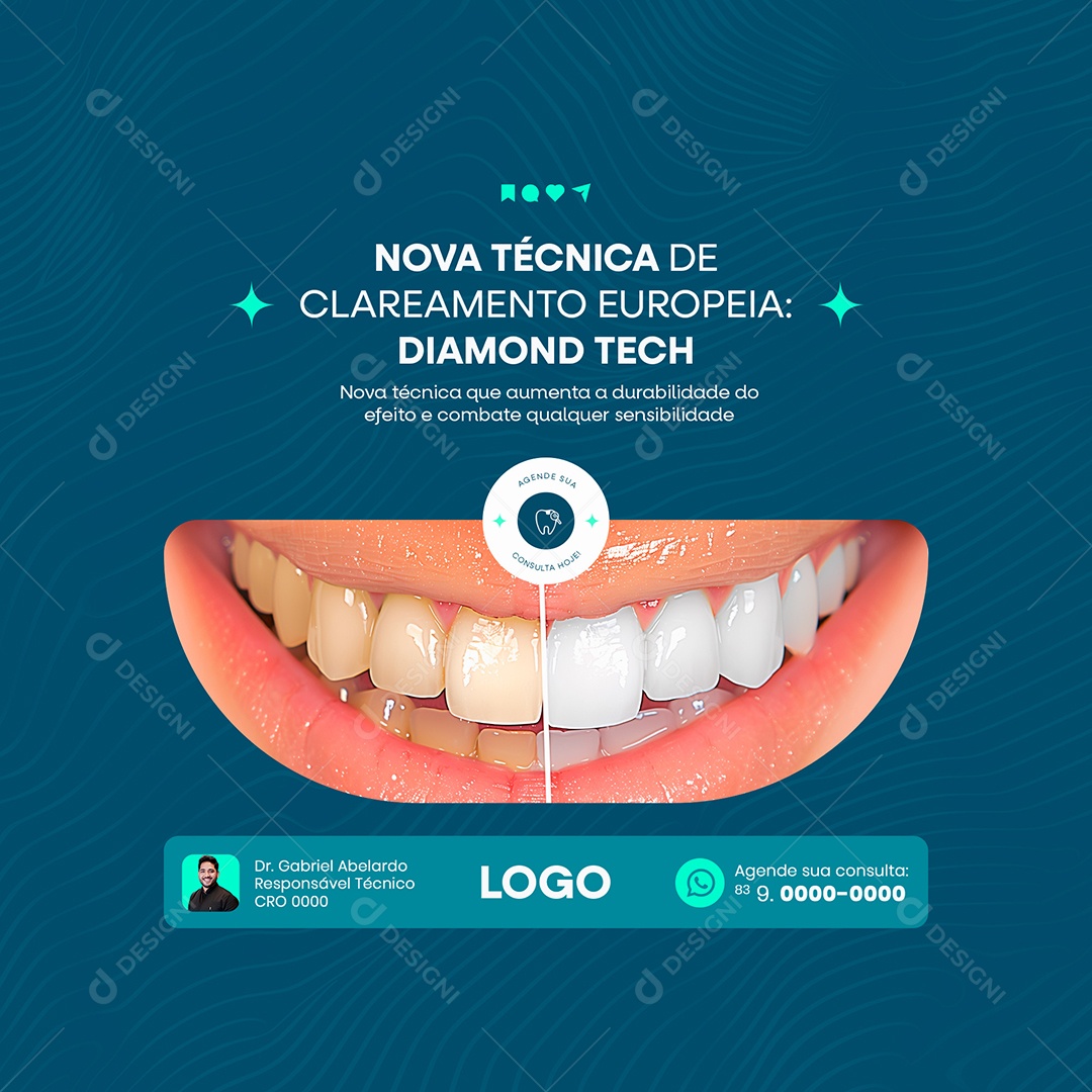 Dentista Clínica Dentária Saúde Bocal Social Media Post Feed PSD Editável