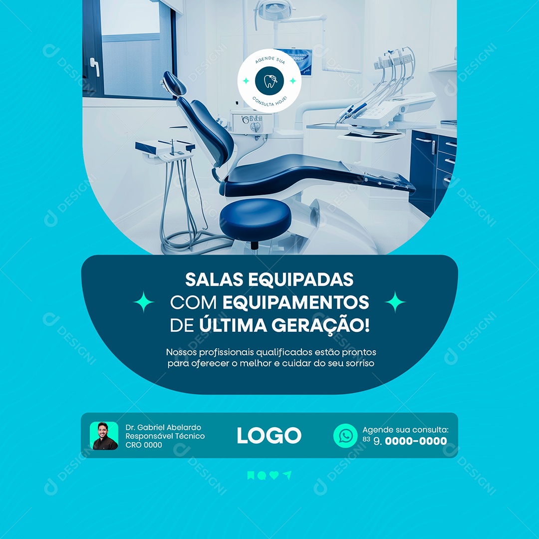 Dentista Clínica Dentária Saúde Bocal Social Media Post Feed PSD Editável