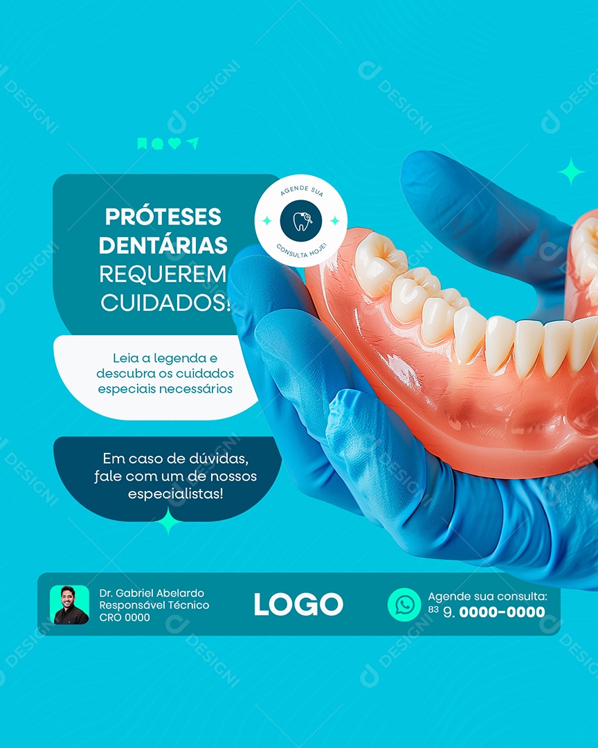 Dentista Clínica Dentária Saúde Bocal Social Media Post PSD Editável