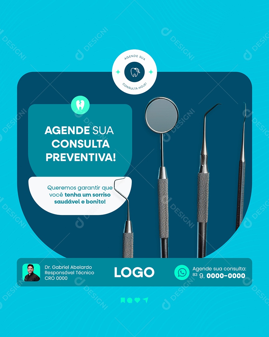 Dentista Clínica Dentária Saúde Bocal Social Media Post Feed PSD Editável