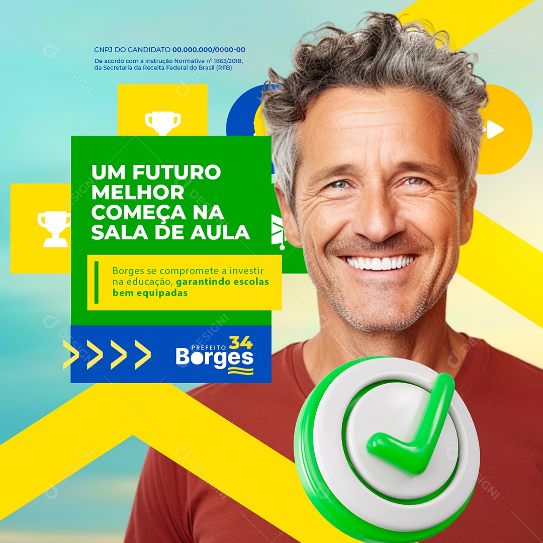 Política um Futuro Melhor Começa na Sala de Aula Social Media PSD Editável