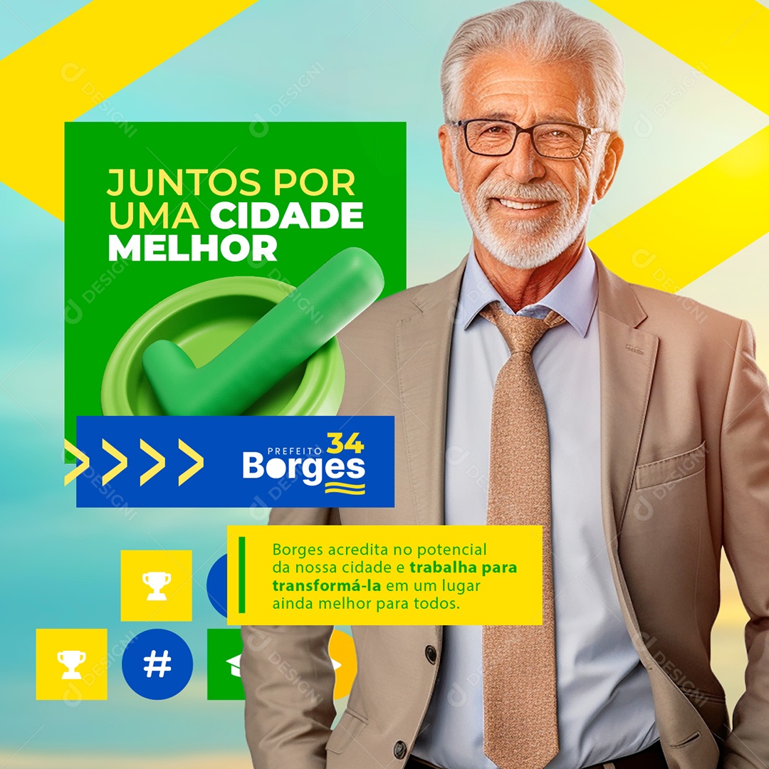 Política Juntos por uma Cidade Melhor Social Media PSD Editável